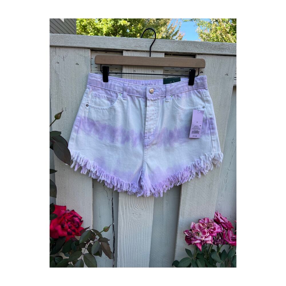 NEW WILD FABLE Purple & White Tie Dye High Rise Shorts Size 8